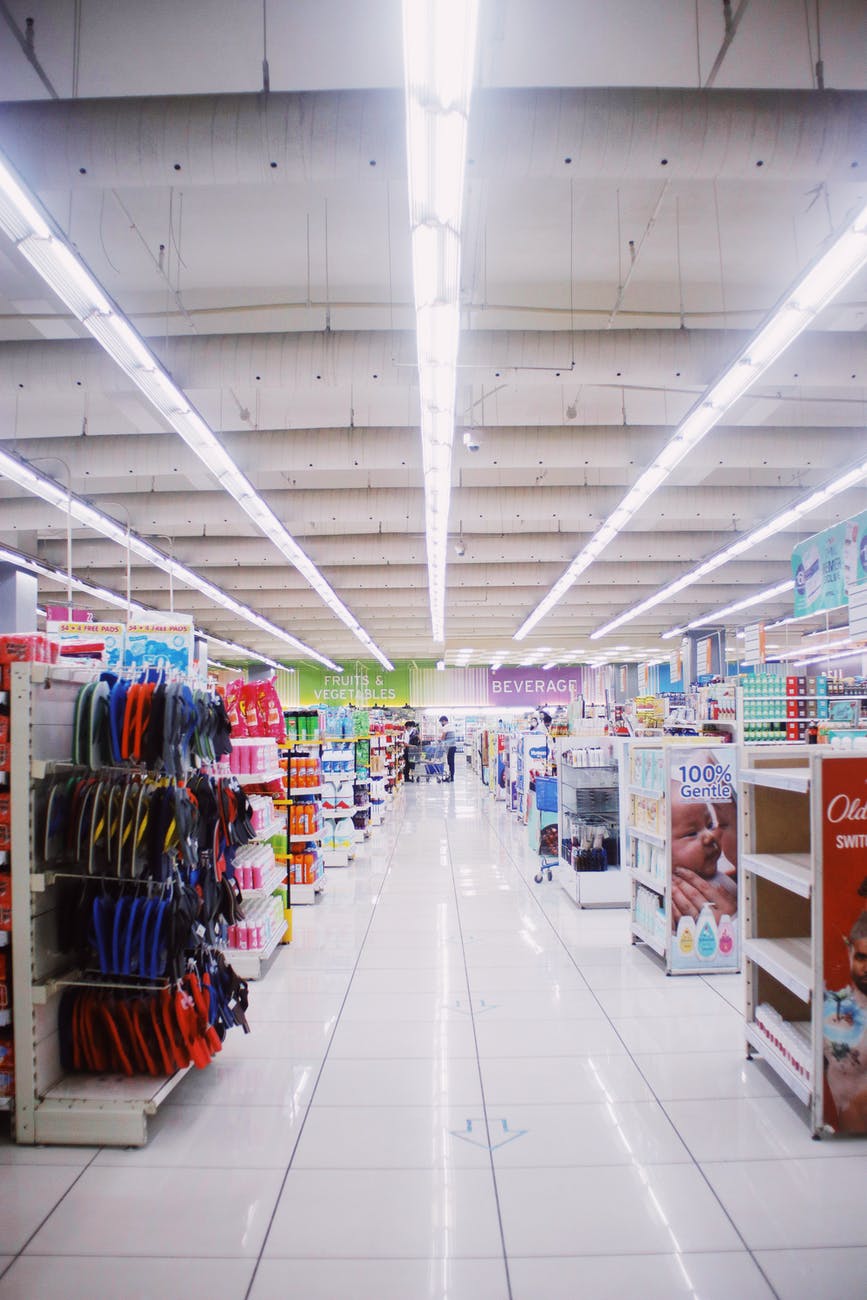 empty hall in modern supermarket