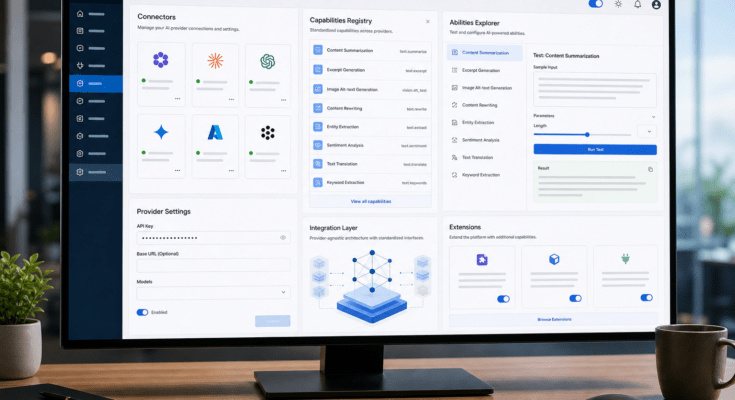dashboard zur verwaltung und testung von ki funktionen mit connectors,