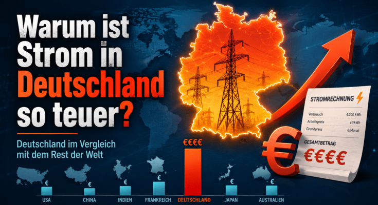 Infografik zu hohen Strompreisen in Deutschland im Weltvergleich