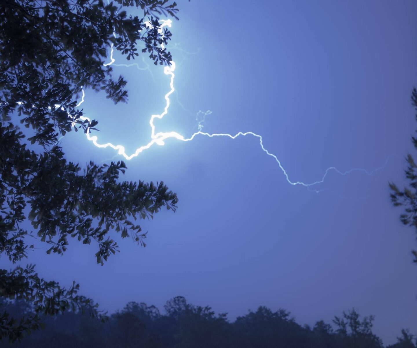 Verzweigter Blitz am dunklen Himmel